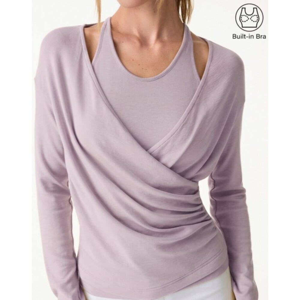OGL Eco-MiYaMoon Cashmere Blend Ruched Long Sleeve Top & Brami Tank Set Size M